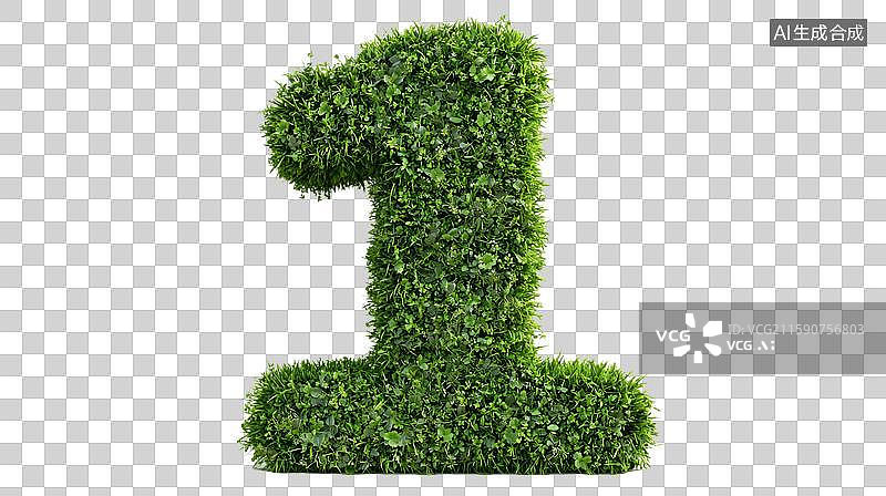 【AI数字艺术】绿植造型的数字‘1’图片素材