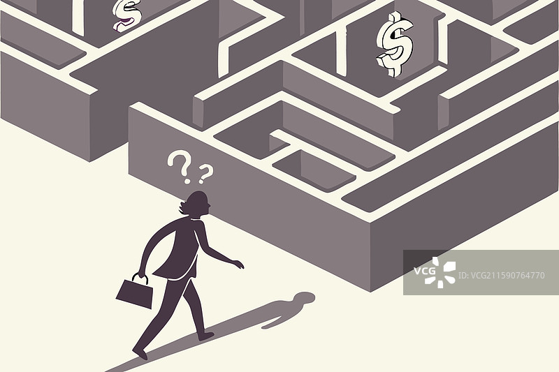 一个象征性的人物走过迷宫图片素材