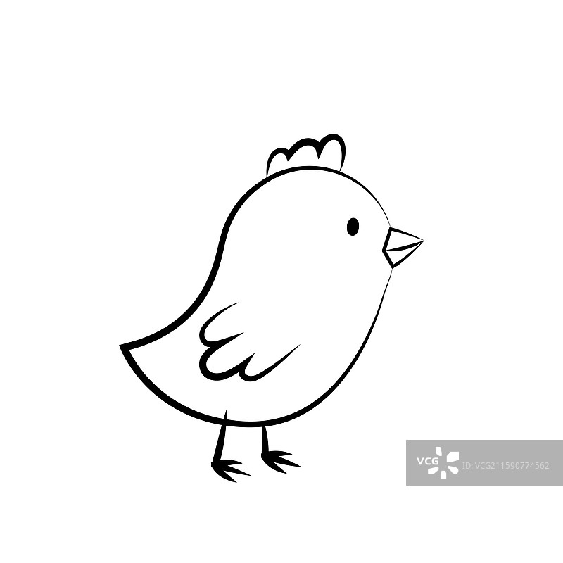 复活节小鸡简单黑色线条图标空白鸡形象图片素材
