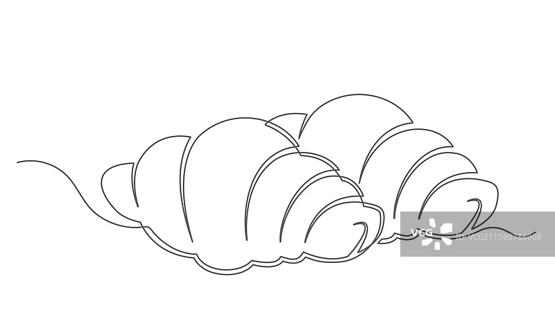 在白色背景上连续排列的可颂面包图片素材