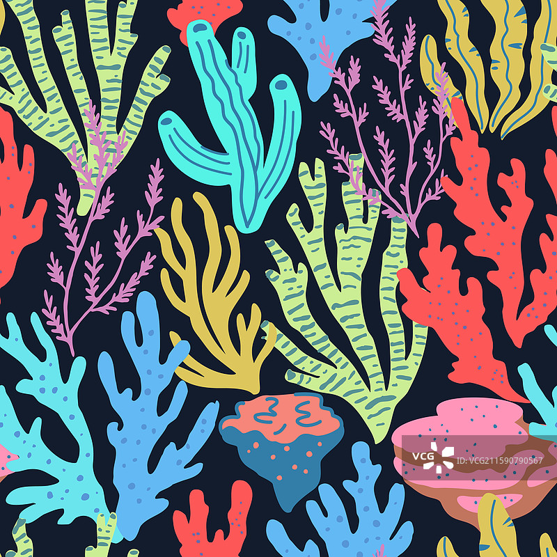 色彩缤纷的海洋元素无缝图案图片素材