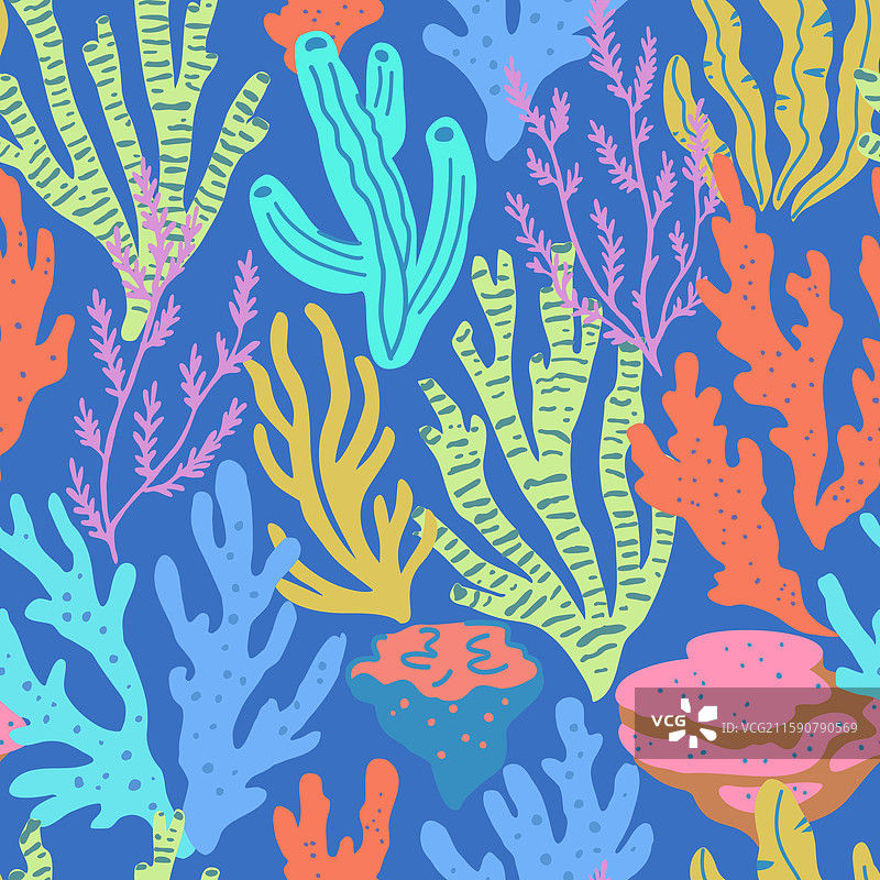 色彩缤纷的海洋元素无缝图案图片素材