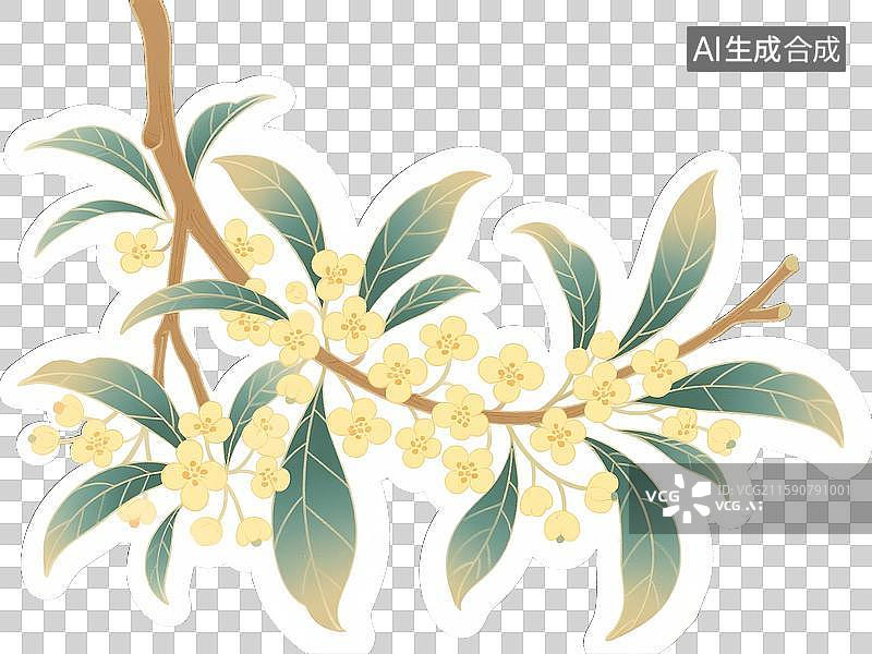 【AI数字艺术】桂花 手绘风格 免抠元素素材 秋天 金秋 节气 白露 寒露 秋分图片素材