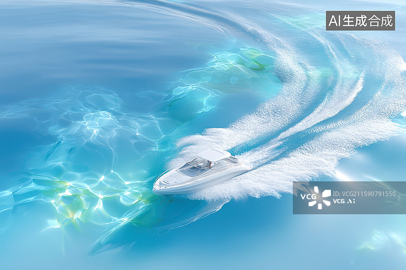 【AI数字艺术】海上快艇疾驰水花飞溅动态图图片素材