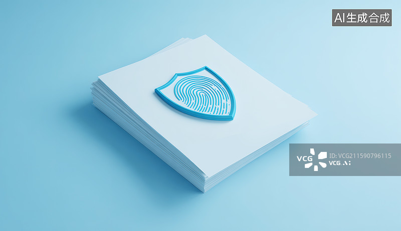 【AI数字艺术】3D科技盾牌图标网络安全数据保护商业背景图片素材