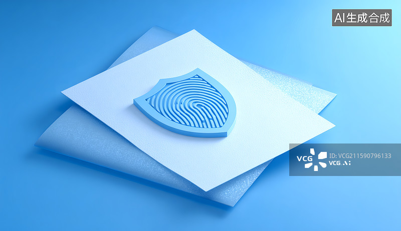 【AI数字艺术】3D科技盾牌图标网络安全数据保护商业背景图片素材