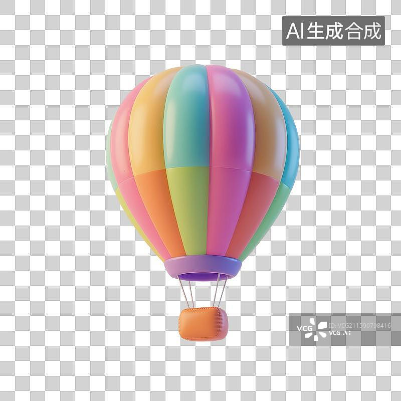 【AI数字艺术】3D渲染，卡通热气球，充气玩具，气球，免抠元素图片素材
