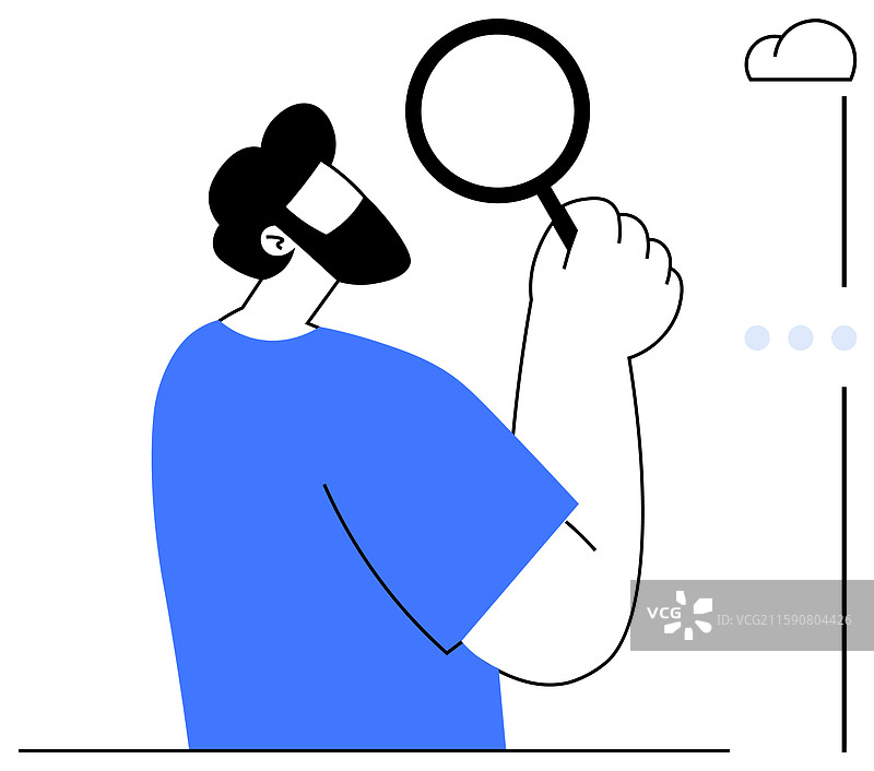 男子用放大镜仔细检查细节图片素材