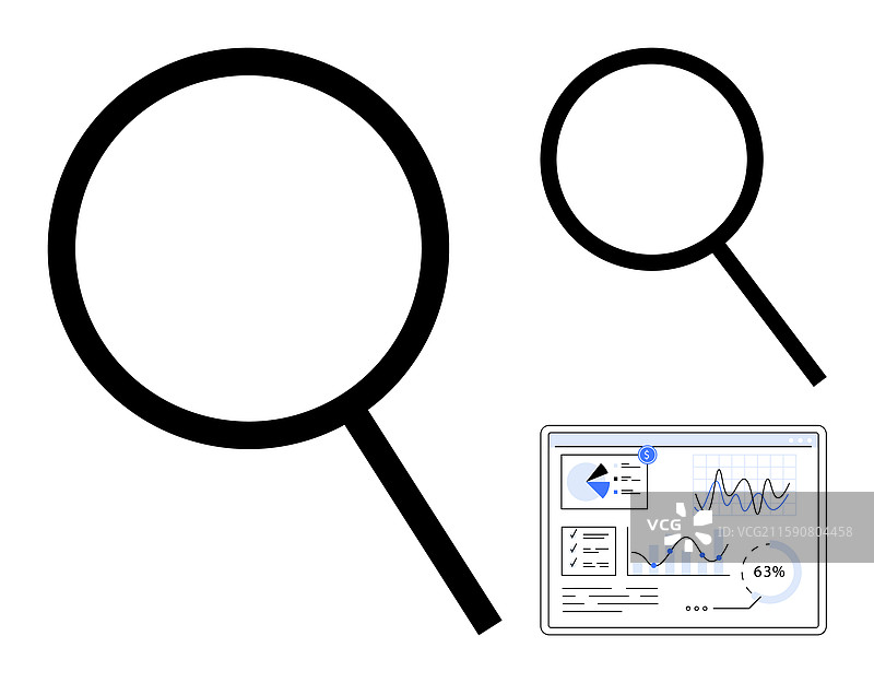 放大镜正在检查数据分析图片素材