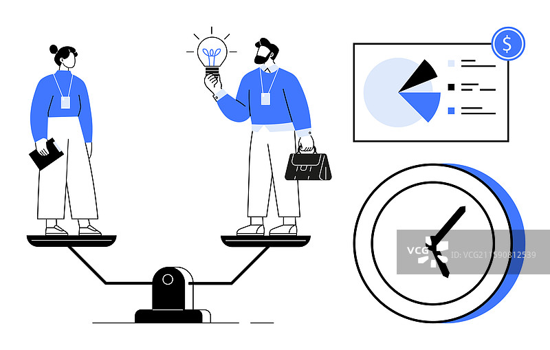 商业专业人士在平衡创意与时间图片素材