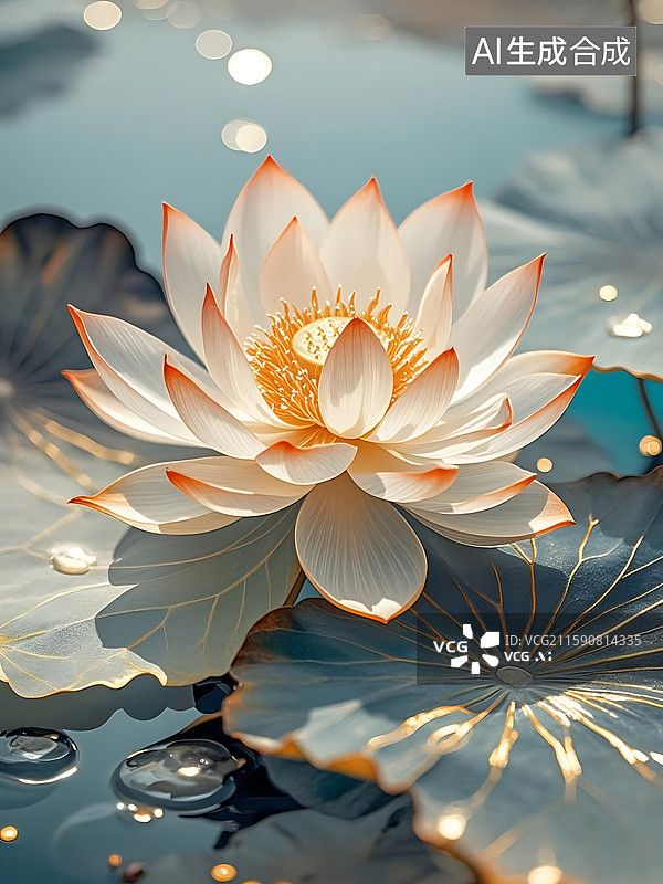 【AI数字艺术】盛开的莲花花朵图片素材