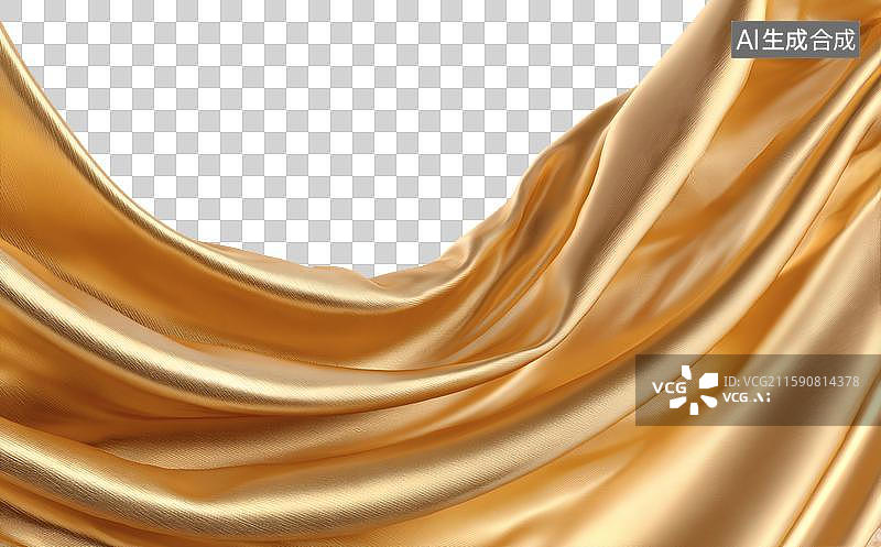 【AI数字艺术】金色飘逸丝绸的优雅展示图片素材
