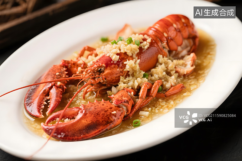 【AI数字艺术】清蒸蒜蓉龙虾图片素材