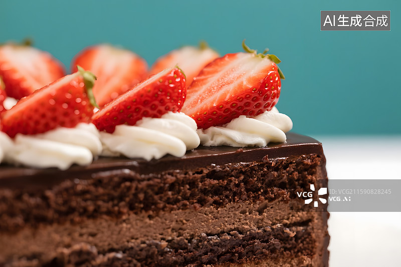 【AI数字艺术】精致草莓巧克力蛋糕图片素材
