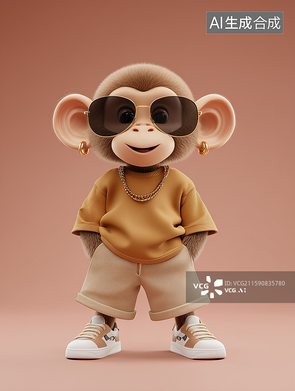 【AI数字艺术】卡通潮流十二生肖猴IP形象图片素材