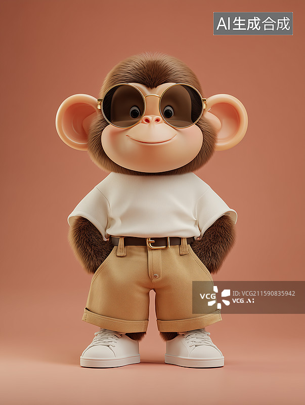 【AI数字艺术】卡通潮流十二生肖猴IP形象图片素材