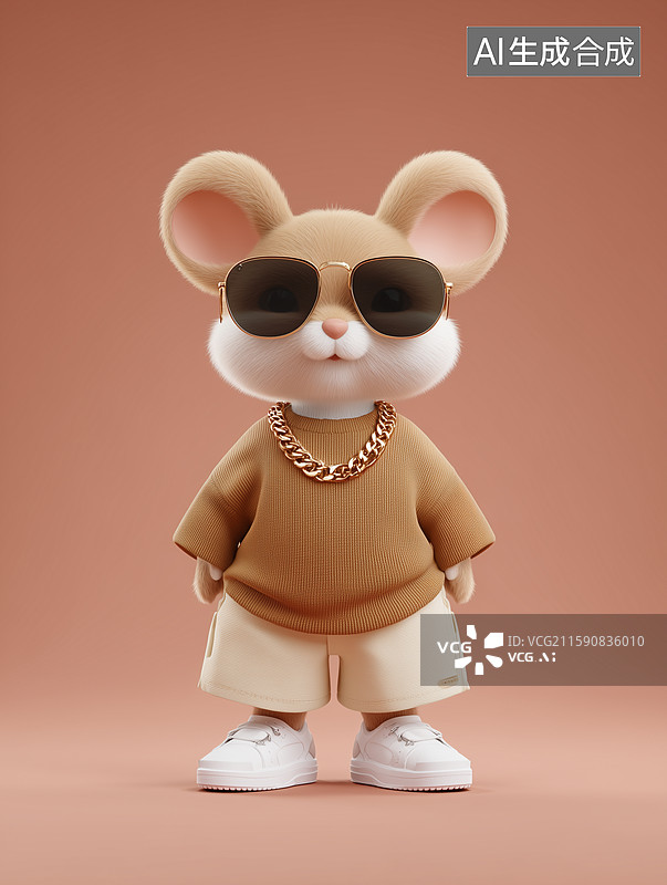 【AI数字艺术】卡通潮流十二生肖鼠IP形象图片素材