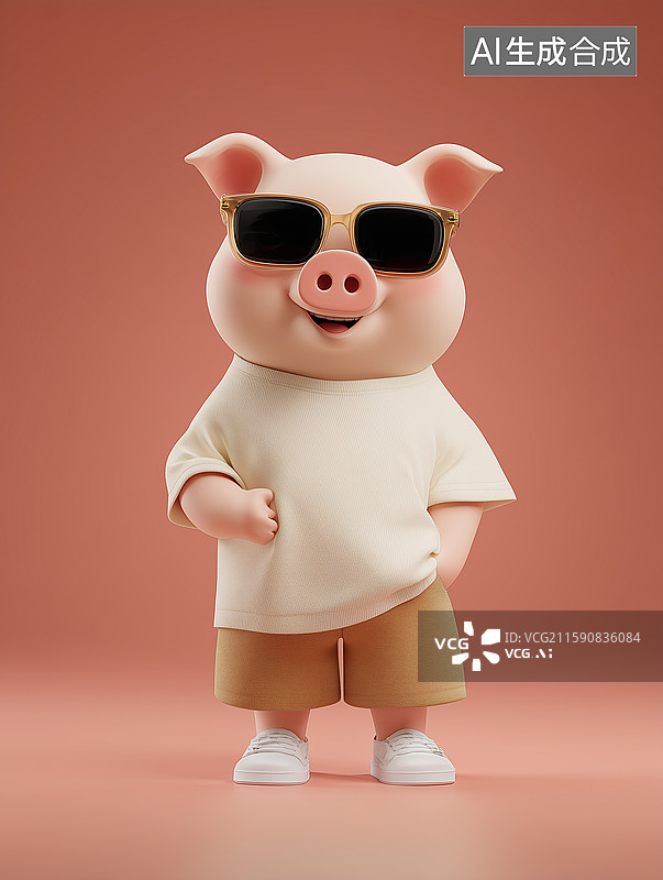 【AI数字艺术】卡通潮流十二生肖猪IP形象图片素材