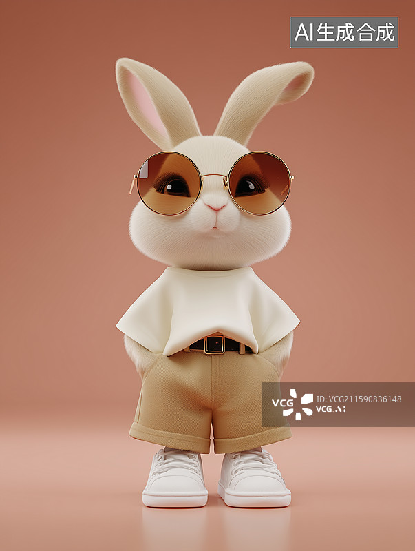 【AI数字艺术】卡通潮流十二生肖兔IP形象图片素材
