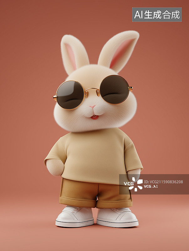 【AI数字艺术】卡通潮流十二生肖兔IP形象图片素材