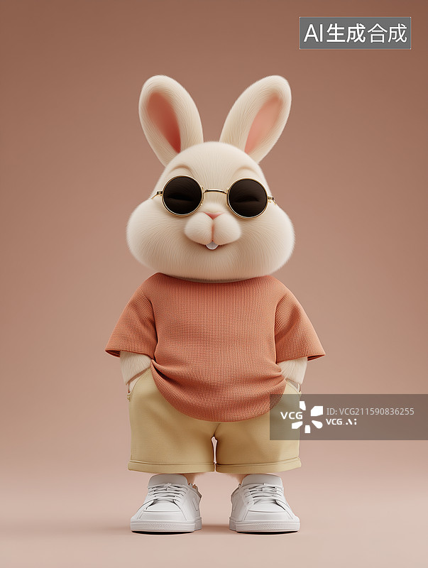 【AI数字艺术】卡通潮流十二生肖兔IP形象图片素材