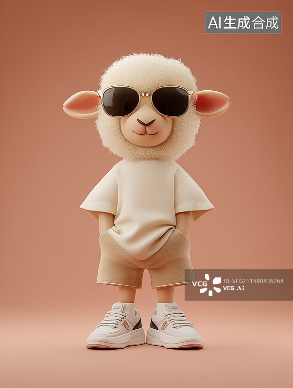 【AI数字艺术】卡通潮流十二生肖羊IP形象图片素材