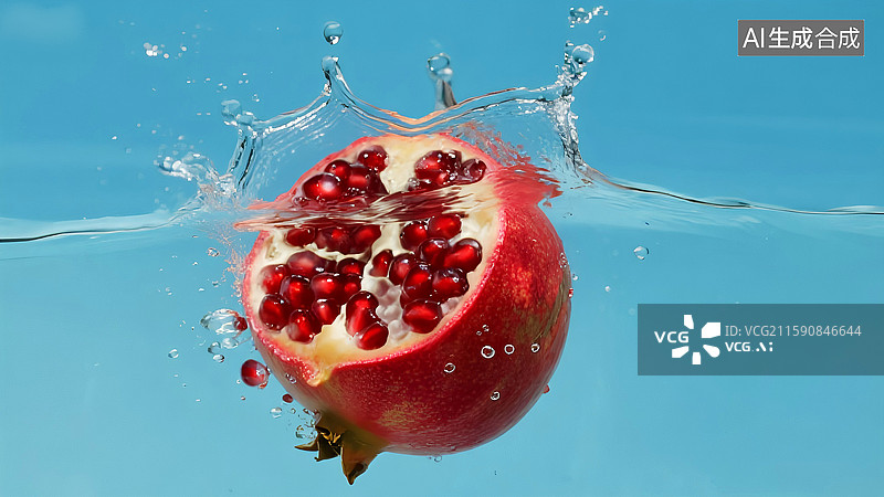 【AI数字艺术】水花石榴汁石榴籽水果图片素材