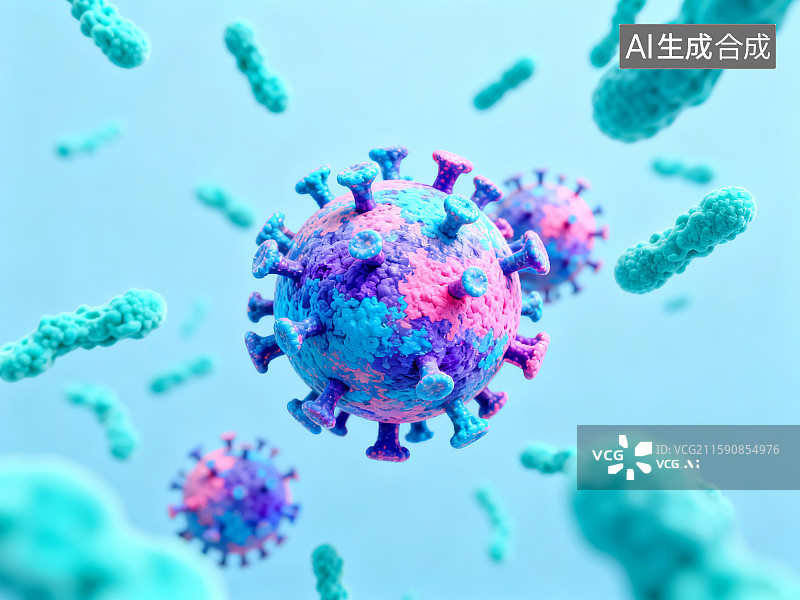 【AI数字艺术】3D冠状病毒与细菌插画图片素材