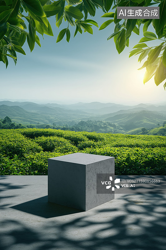 【AI数字艺术】产品展台和自然植物图片素材