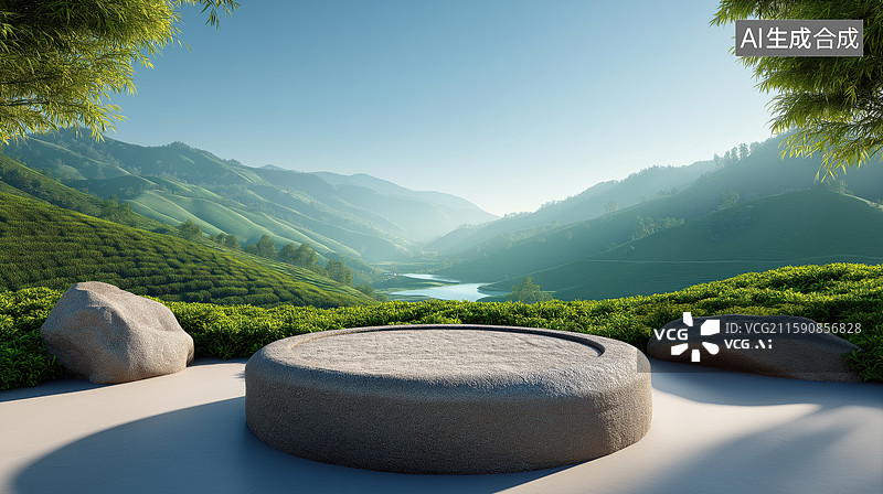 【AI数字艺术】产品展台和自然植物图片素材