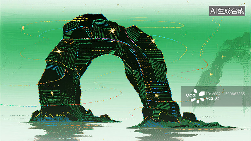 【AI数字艺术】神秘石拱门图片素材