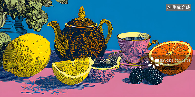 【AI数字艺术】复古油画杯子图片素材