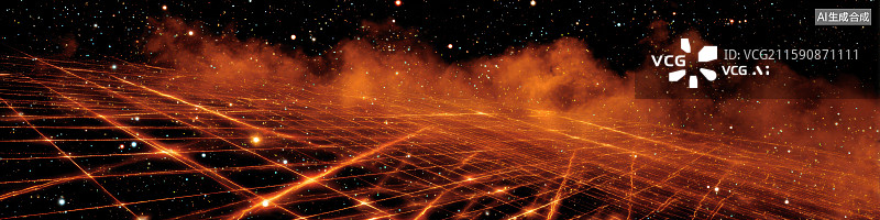 【AI数字艺术】创意抽象发光线条配合烟雾效果在鲜艳橙色背景网络通信现代商业广告、海报设计和数字营销材料图片素材