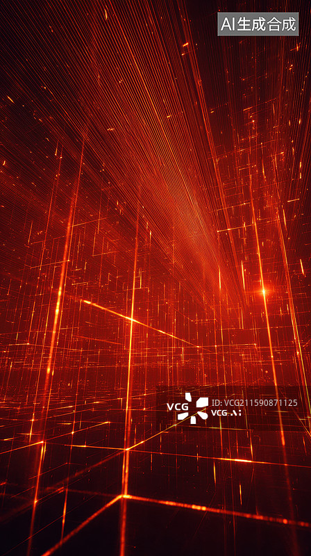 【AI数字艺术】创意抽象发光线条配合烟雾效果在鲜艳橙色背景网络通信现代商业广告、海报设计和数字营销材料图片素材