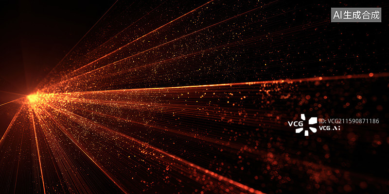 【AI数字艺术】创意抽象发光线条配合烟雾效果在鲜艳橙色背景网络通信现代商业广告、海报设计和数字营销材料图片素材