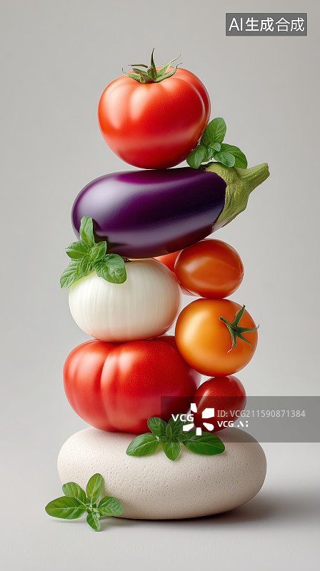 【AI数字艺术】新鲜蔬菜堆叠展示图片素材