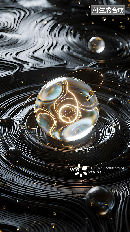 【AI数字艺术】3d建模抽象发光星球暗物质科技背景图片素材