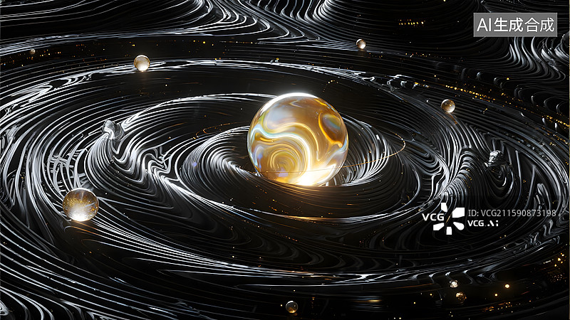 【AI数字艺术】3d建模抽象发光星球暗物质科技背景图片素材