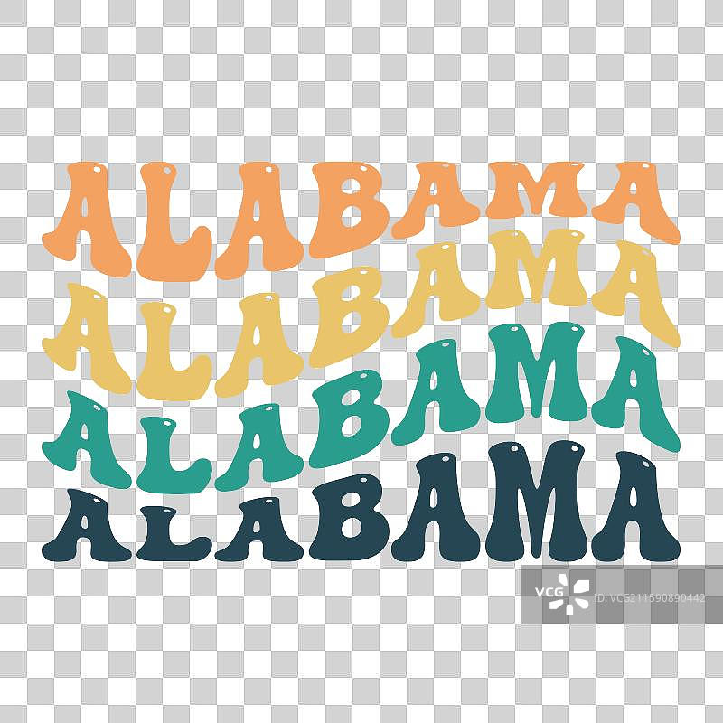 波浪形阿拉巴马州美国字母设计图片素材