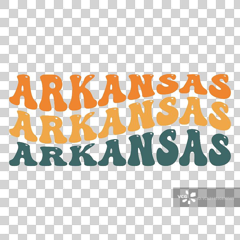 波浪形阿肯色州美国字母设计图片素材
