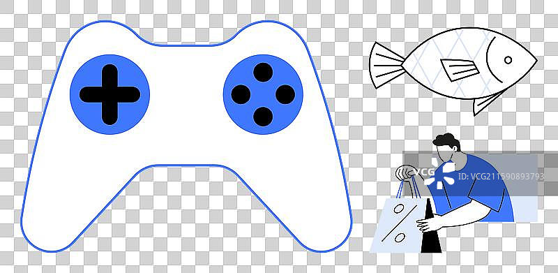 游戏控制器抽象鱼与人图片素材