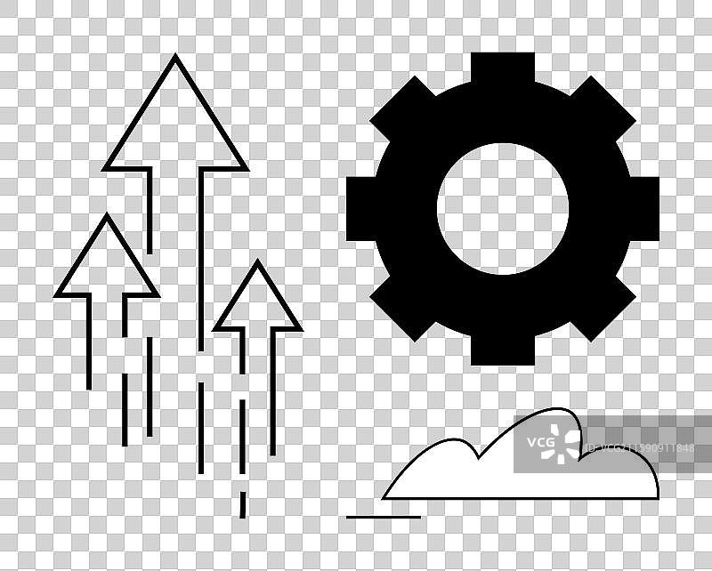 代表增长的箭头与齿轮图片素材