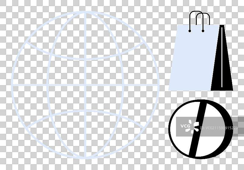 全球商业与购物袋地球轮廓图片素材