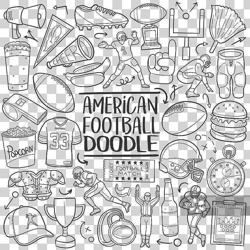 足球涂鸦图标线条艺术图片素材