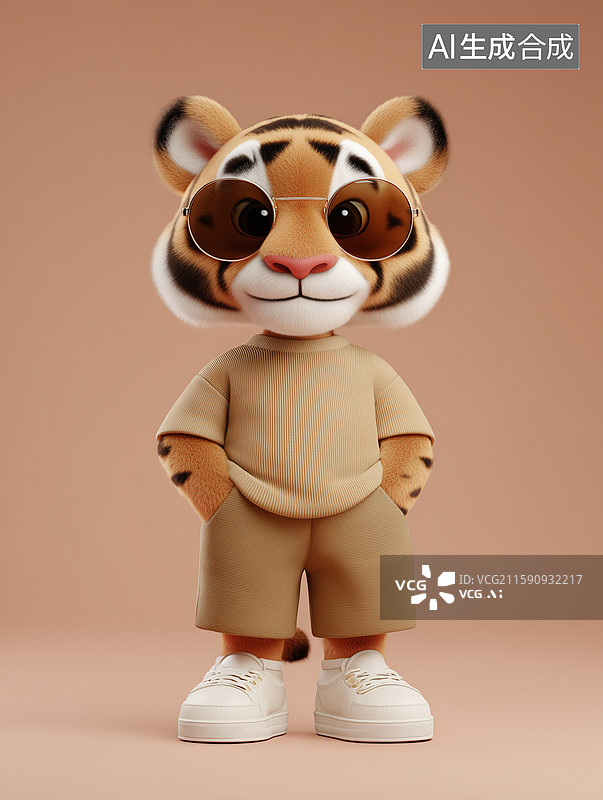 【AI数字艺术】卡通潮流十二生肖虎IP形象图片素材