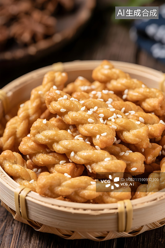 【AI数字艺术】酥脆香甜的麻花小点图片素材