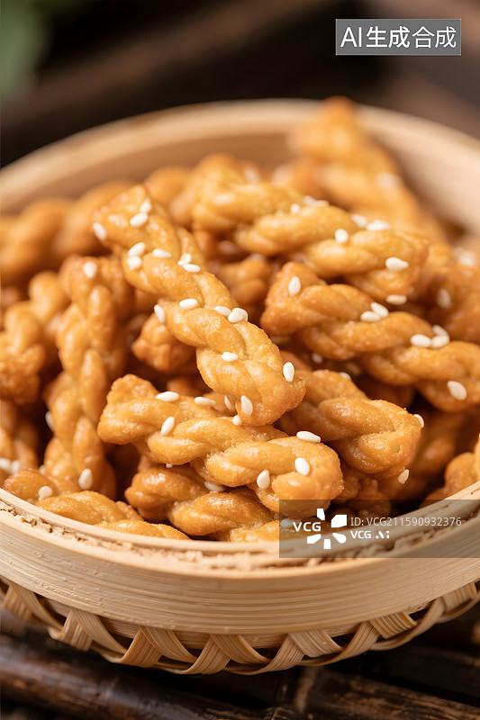 【AI数字艺术】酥脆香甜的麻花小点图片素材
