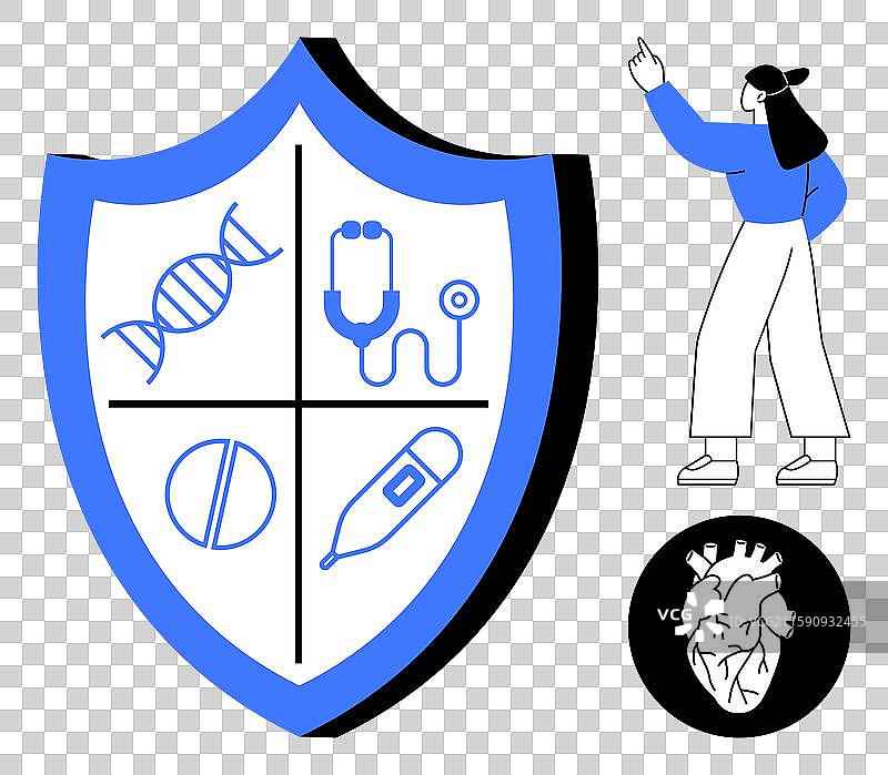 代表医疗保护的盾牌与DNA图片素材