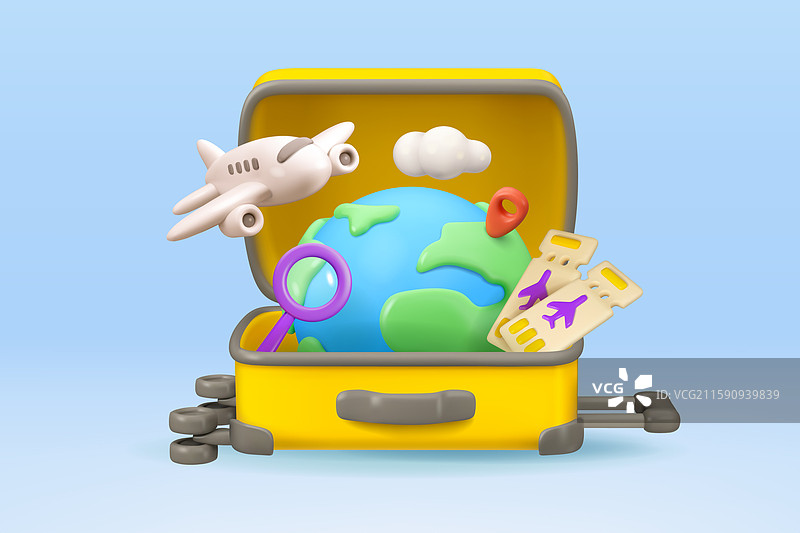 飞机旅行3D横幅设计图片素材