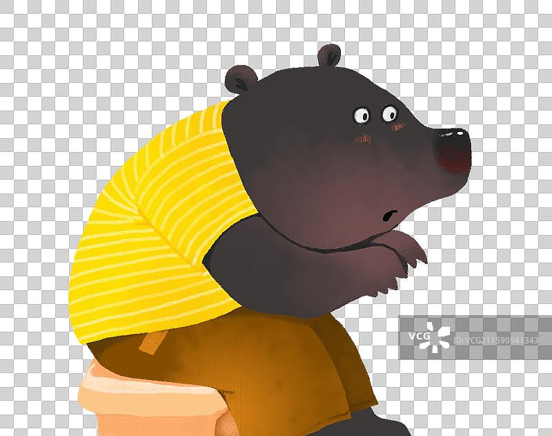免抠元素 动物主题插画 坐在板凳上的熊图片素材